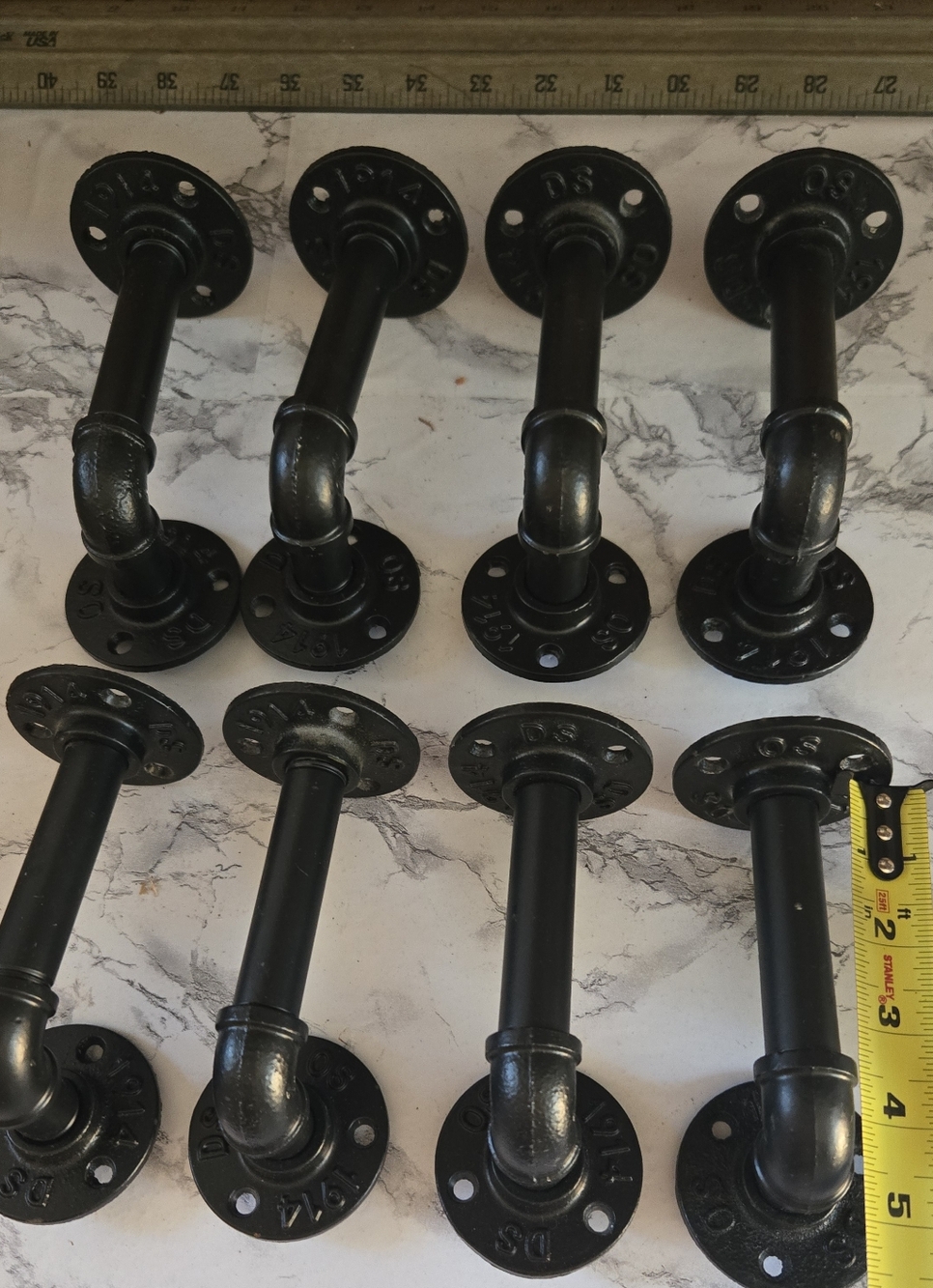 Industrial Shelf Brackets Made To Look Like Pipes And Fittings Black Metal